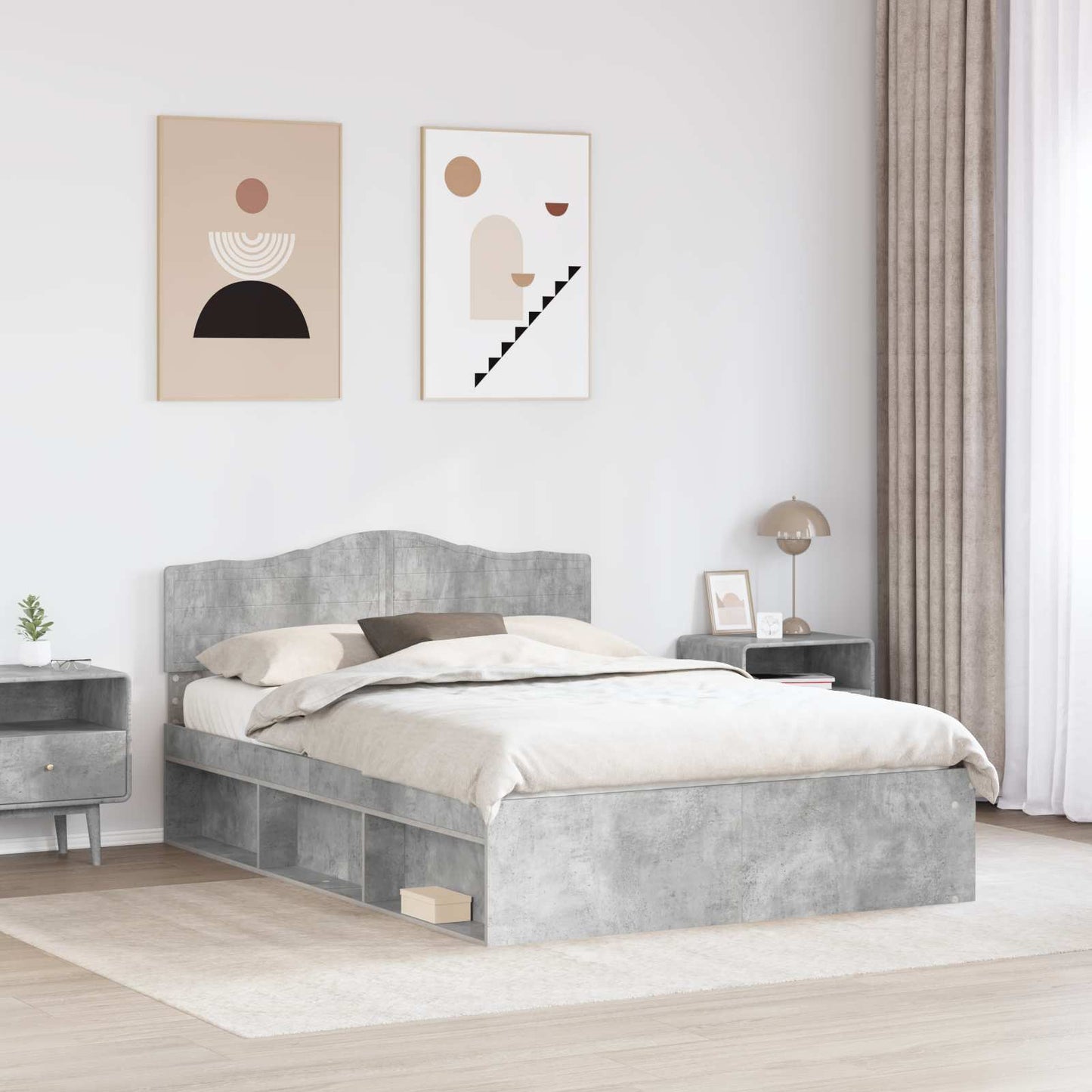 Bedframe Concerte Grijs 150 x 200 cm Massief grenenhout
