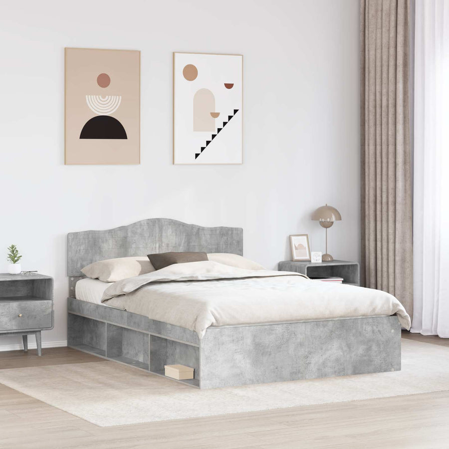 Bedframe Concerte Grijs 150 x 200 cm Massief grenenhout