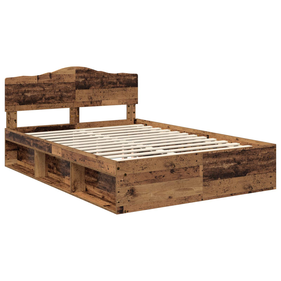 Bedframe met hoofdeinde Oudhout 150 x 200 cm Massief grenenhout