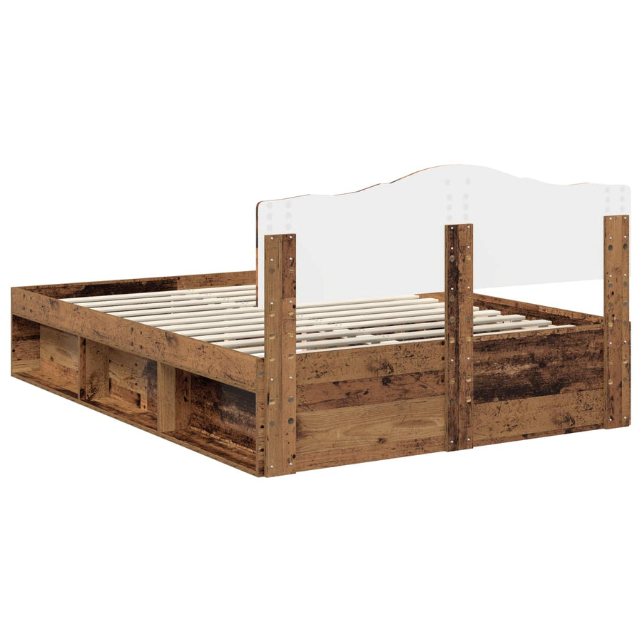 Bedframe met hoofdeinde Oudhout 150 x 200 cm Massief grenenhout