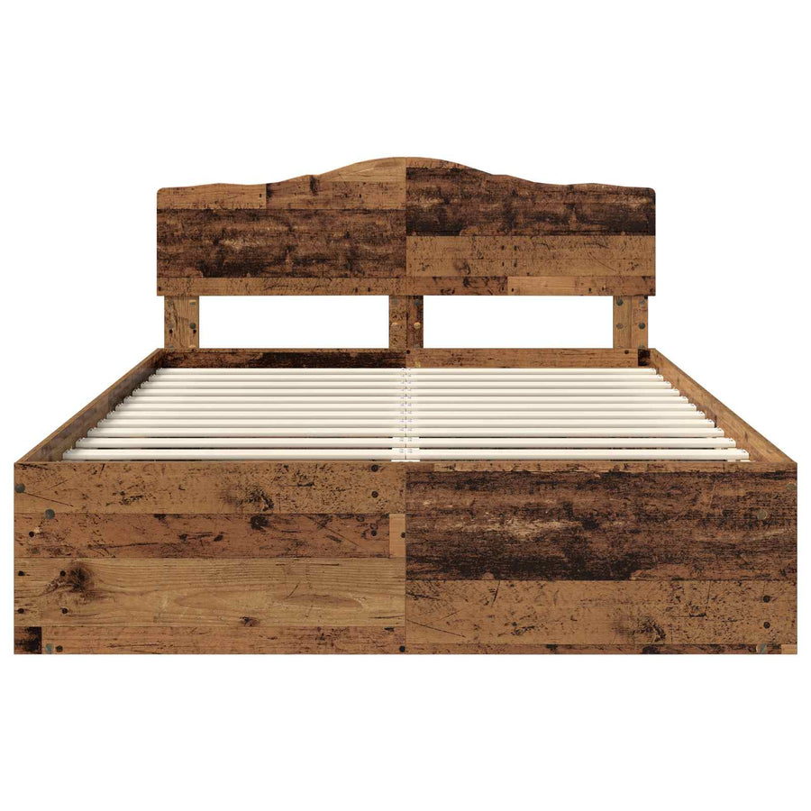 Bedframe met hoofdeinde Oudhout 150 x 200 cm Massief grenenhout