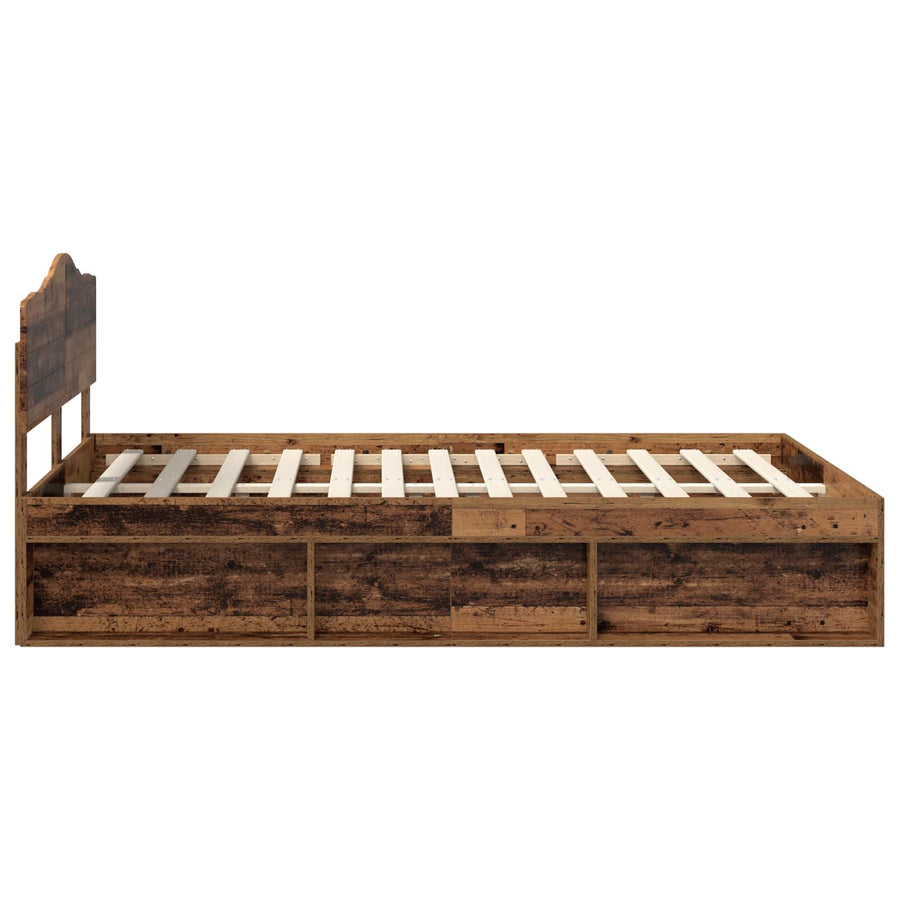 Bedframe met hoofdeinde Oudhout 150 x 200 cm Massief grenenhout