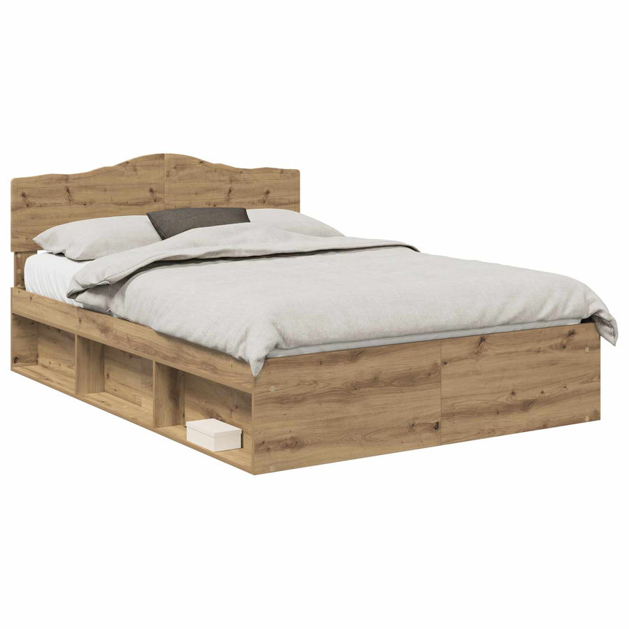 Bedframe Ambachtelijk eiken 150 x 200 cm Massief grenenhout