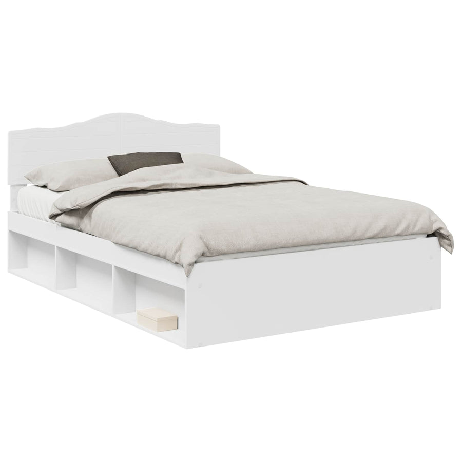 Bedframe met hoofdeinde Wit 140 x 200 cm Massief grenenhout