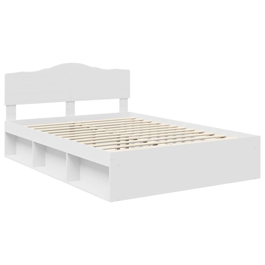 Bedframe met hoofdeinde Wit 140 x 200 cm Massief grenenhout