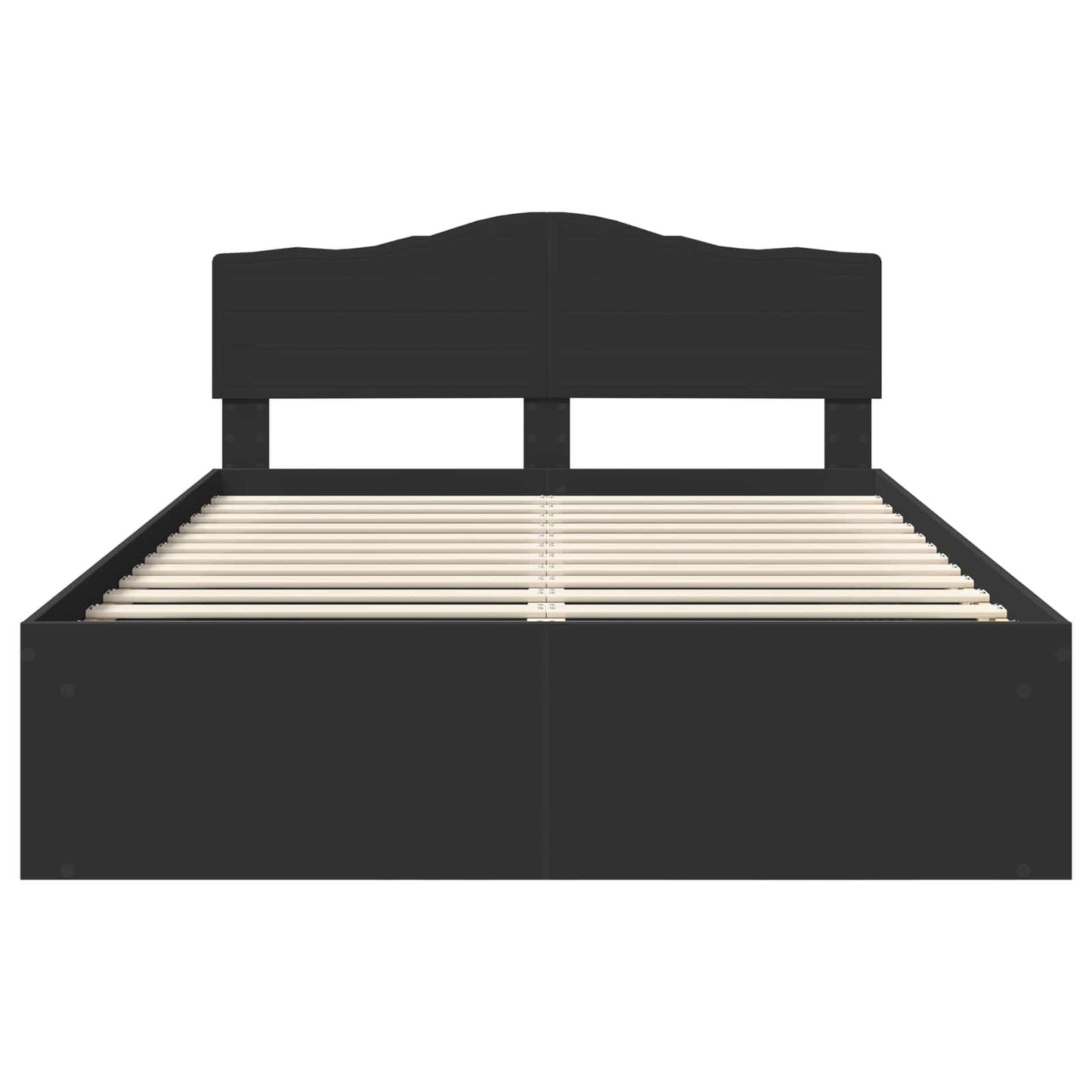 Bedframe met hoofdeinde Zwart 140 x 200 cm Massief grenenhout