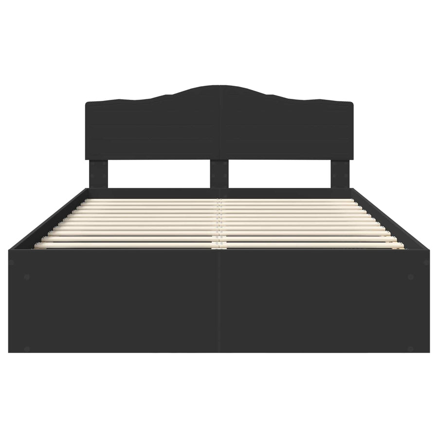 Bedframe met hoofdeinde Zwart 140 x 200 cm Massief grenenhout