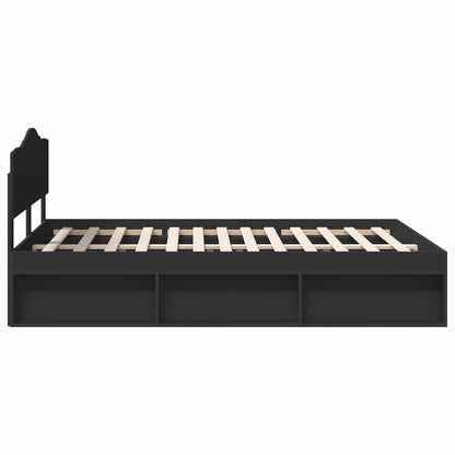 Bedframe met hoofdeinde Zwart 140 x 200 cm Massief grenenhout