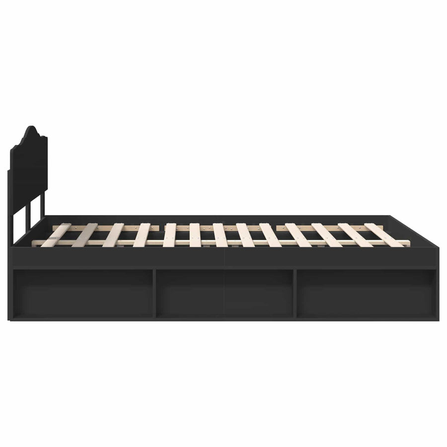 Bedframe met hoofdeinde Zwart 140 x 200 cm Massief grenenhout
