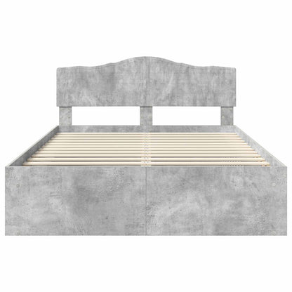 Bedframe met hoofdeinde Beton 140 x 200 cm Massief grenenhout