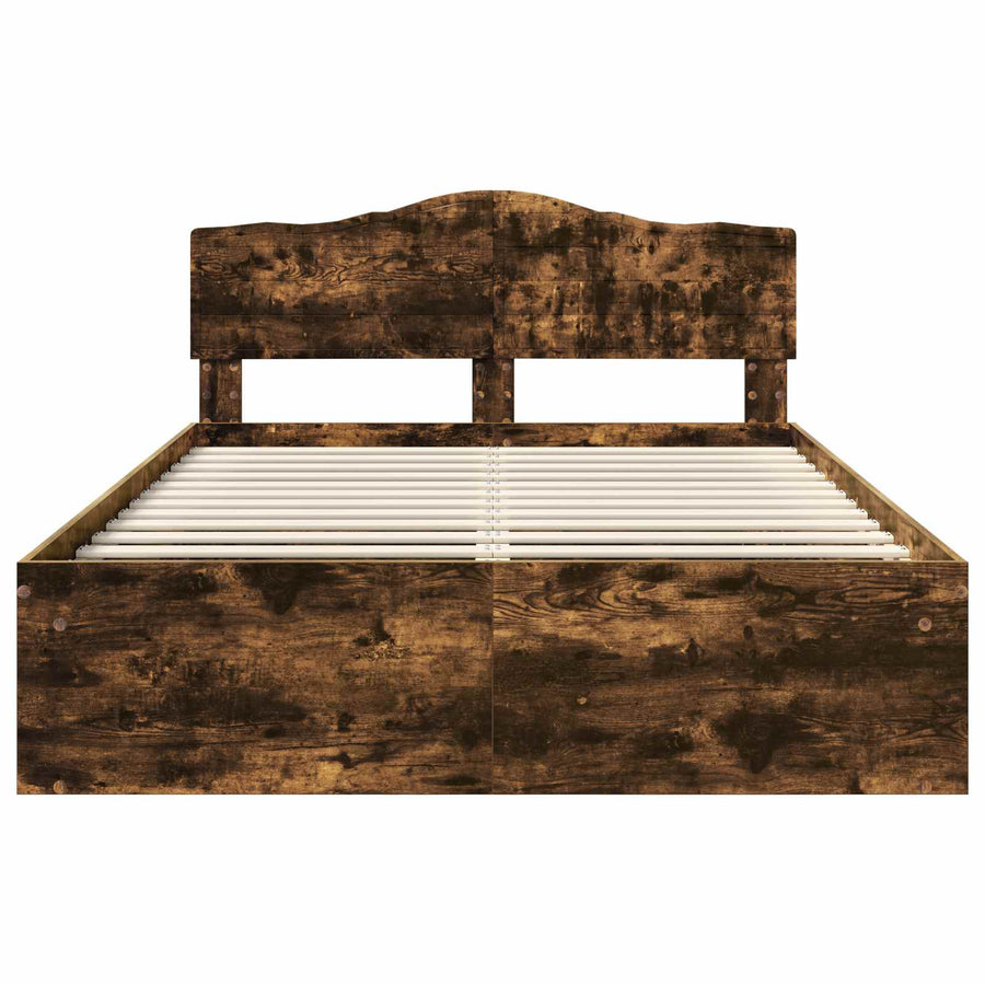 Bedframe Gerookt eiken 140 x 200 cm Massief grenenhout