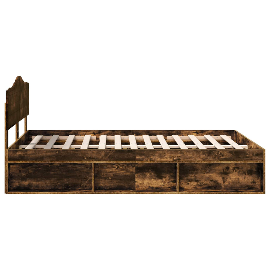Bedframe Gerookt eiken 140 x 200 cm Massief grenenhout