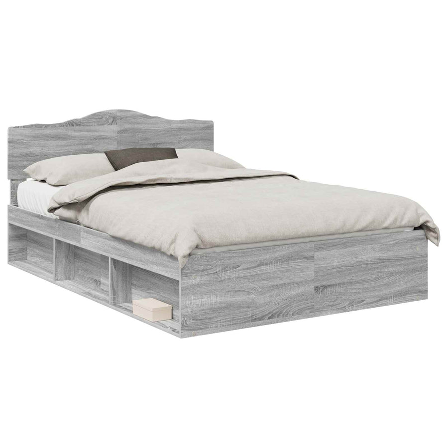 Bedframe Grijs Sonoma 140 x 200 cm Massief grenenhout