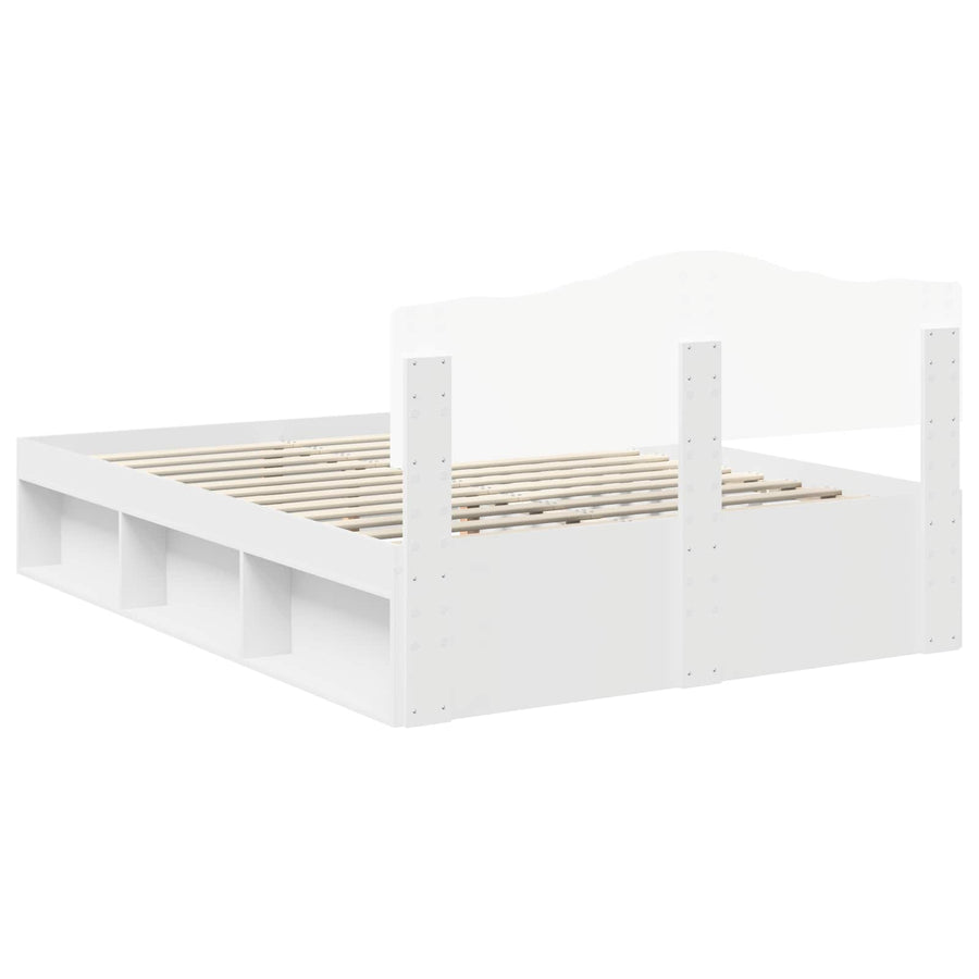 Bedframe met hoofdeinde Wit 140 x 190 cm Massief grenenhout