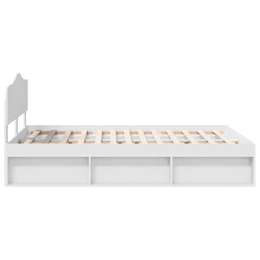 Bedframe met hoofdeinde Wit 140 x 190 cm Massief grenenhout