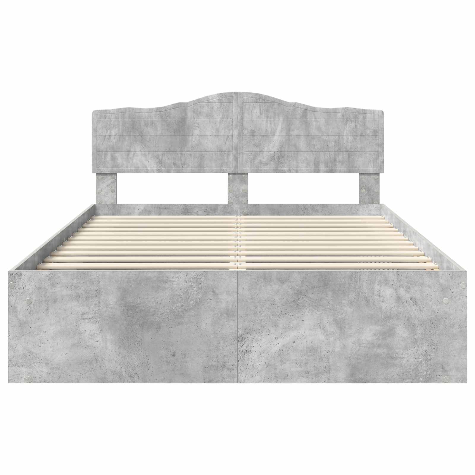 Bedframe met hoofdeinde Beton 140 x 190 cm Massief grenenhout