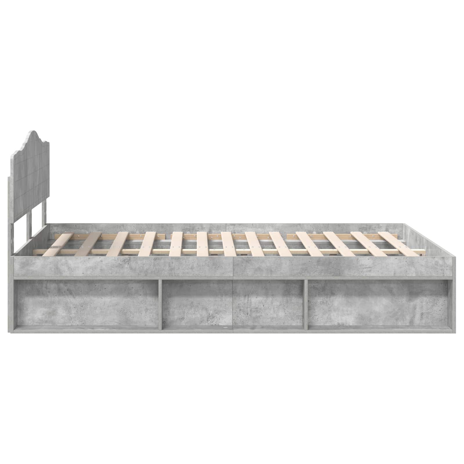 Bedframe met hoofdeinde Beton 140 x 190 cm Massief grenenhout