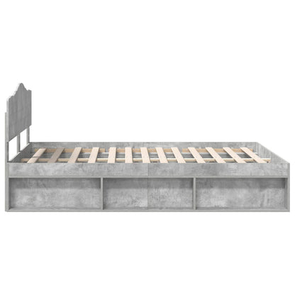Bedframe met hoofdeinde Beton 140 x 190 cm Massief grenenhout