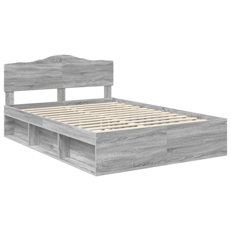 Bedframe Grijs Sonoma 140 x 190 cm Massief grenenhout
