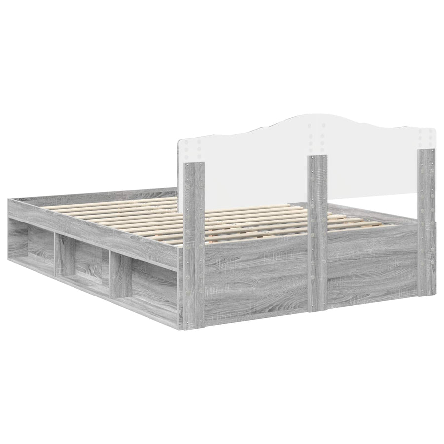 Bedframe Grijs Sonoma 140 x 190 cm Massief grenenhout