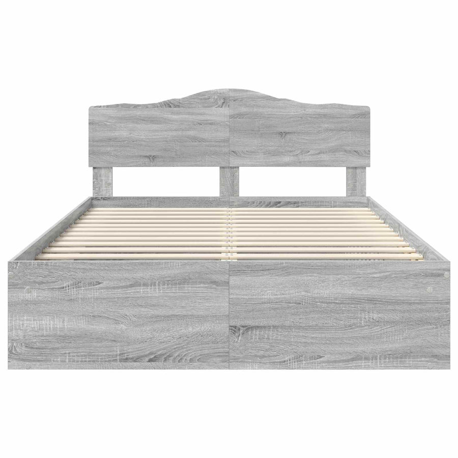 Bedframe Grijs Sonoma 140 x 190 cm Massief grenenhout