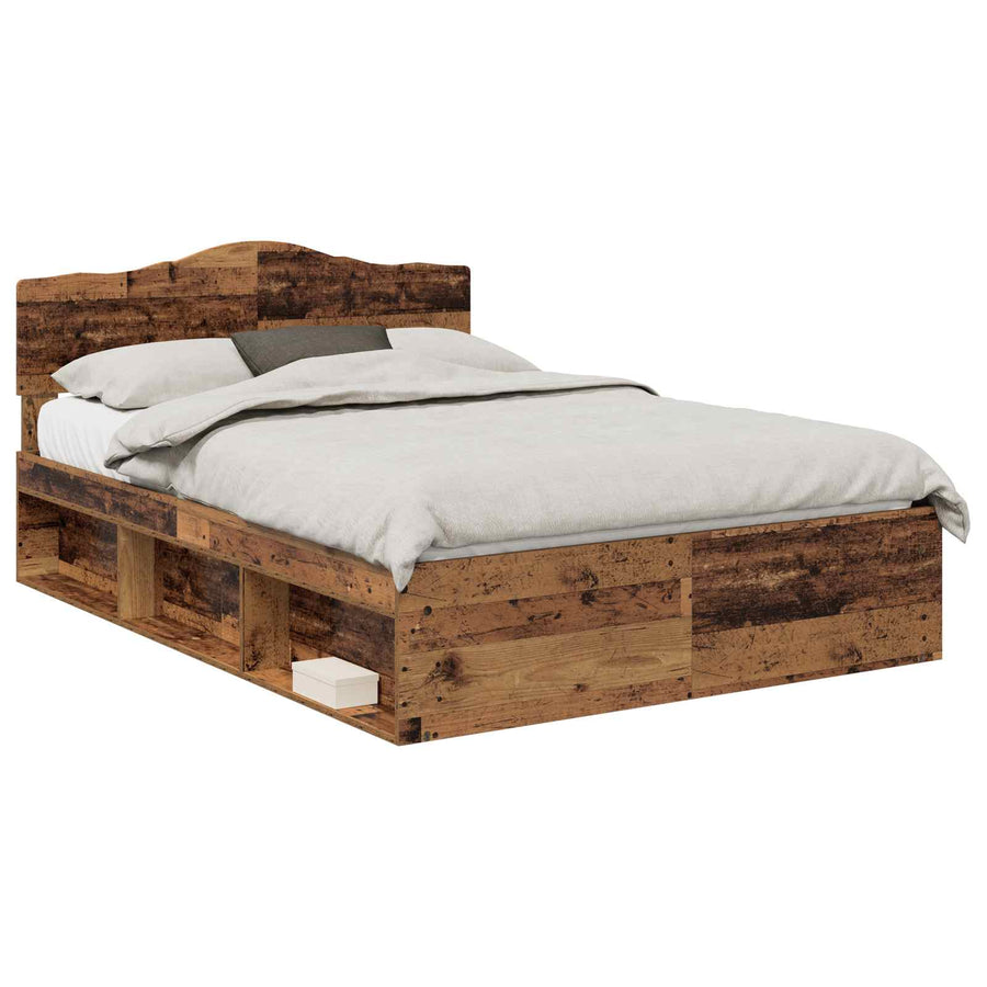 Bedframe met hoofdeinde Oudhout 140 x 190 cm Massief grenenhout