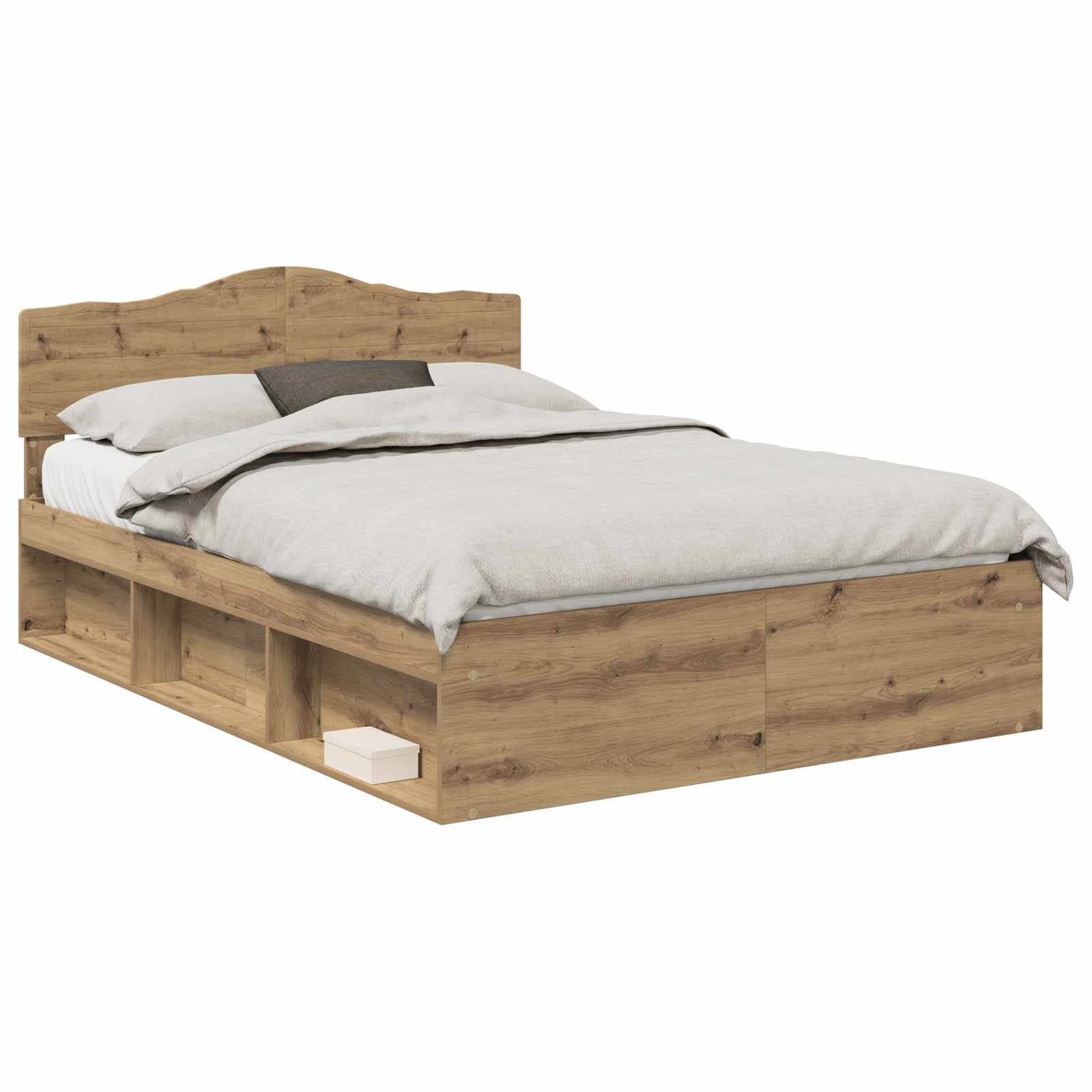 Bedframe Ambachtelijk Eiken Massief Grenenhout Artisanaal Eikenkleurig 140 x 190 cm