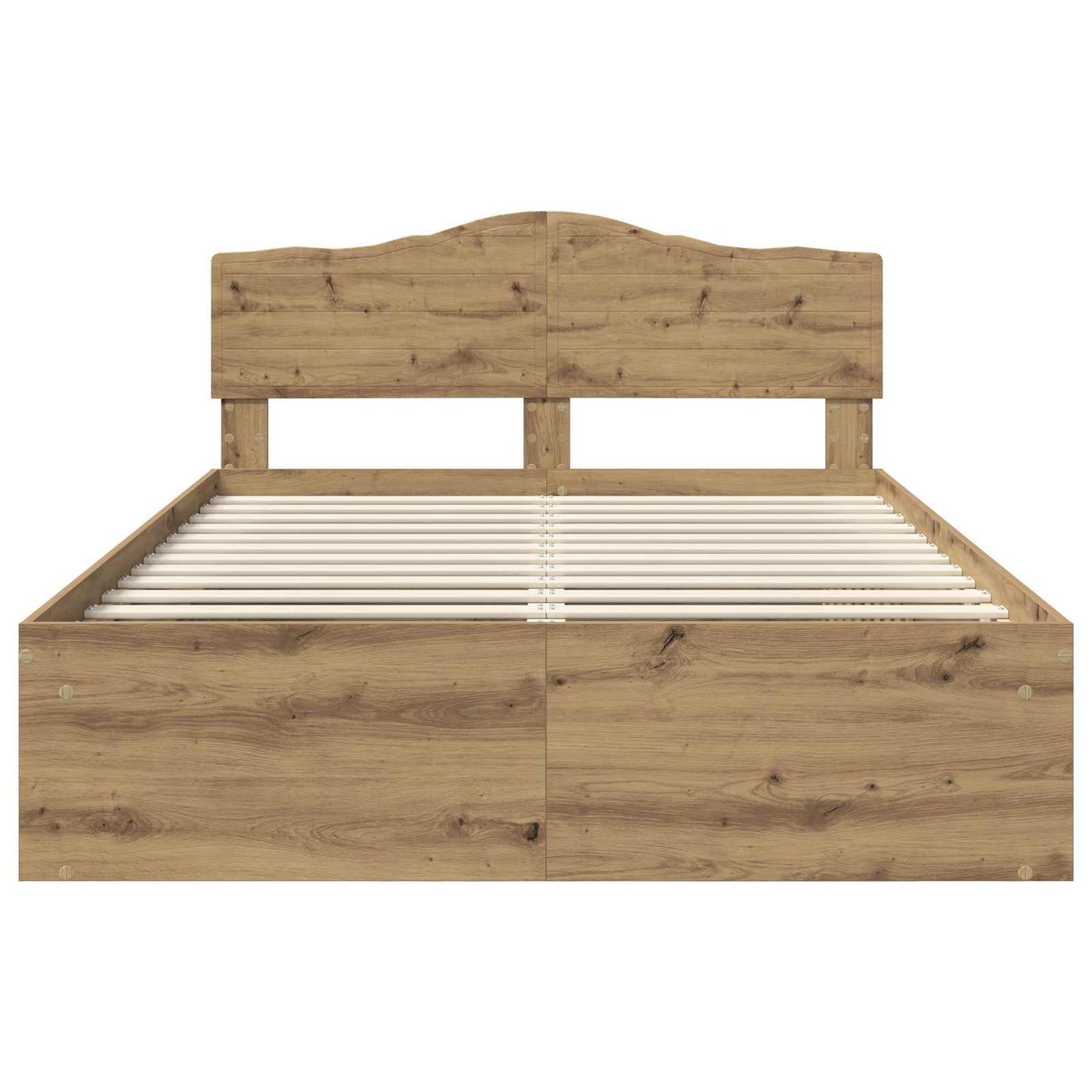 Bedframe Ambachtelijk Eiken Massief Grenenhout Artisanaal Eikenkleurig 140 x 190 cm