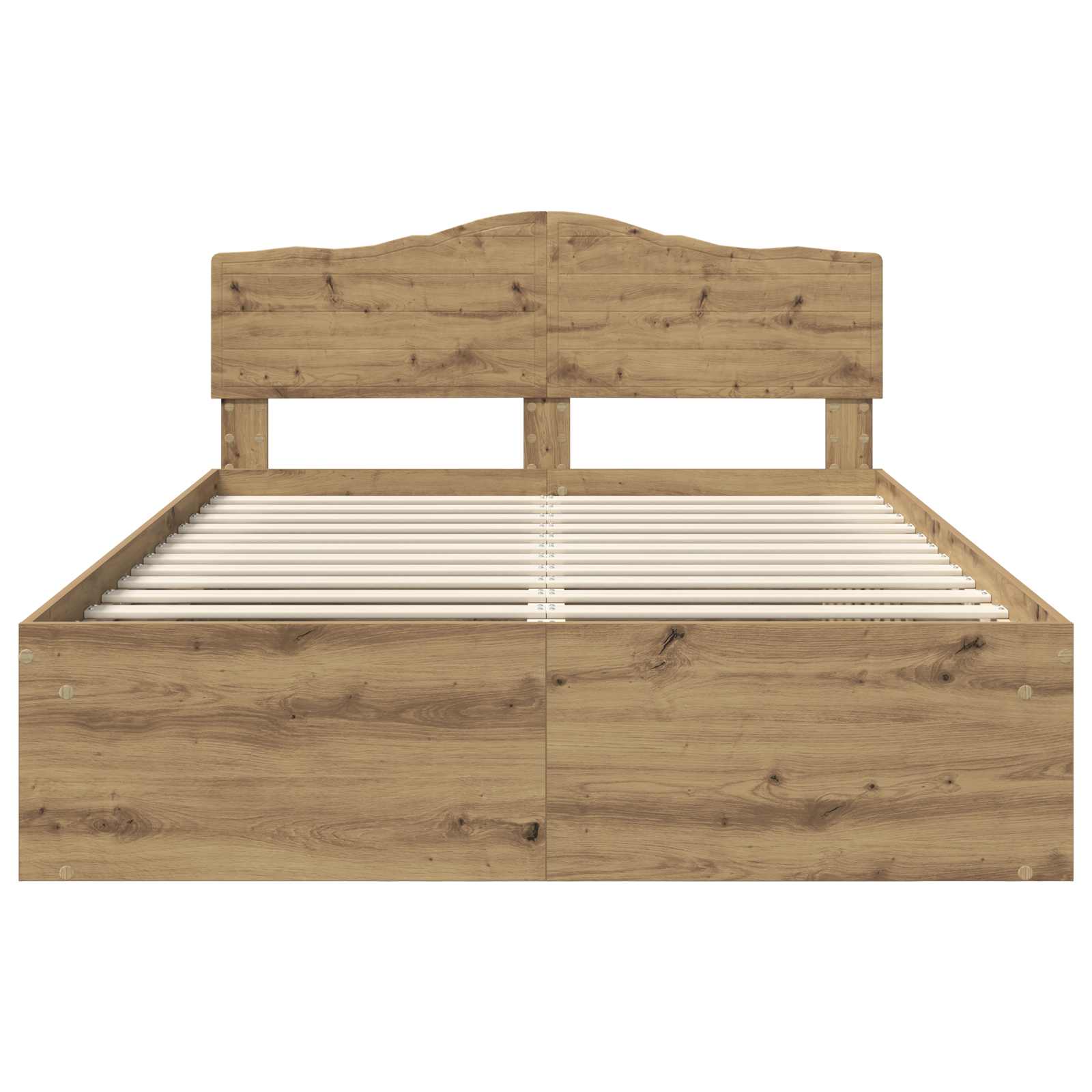 Bedframe Ambachtelijk Eiken Massief Grenenhout Artisanaal Eikenkleurig 140 x 190 cm