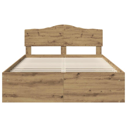 Bedframe Ambachtelijk Eiken Massief Grenenhout Artisanaal Eikenkleurig 140 x 190 cm