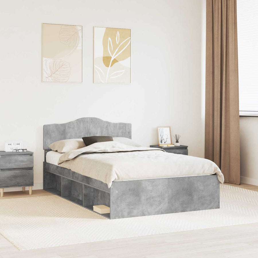 Bedframe Concerte Grijs 135 x 190 cm Massief grenenhout