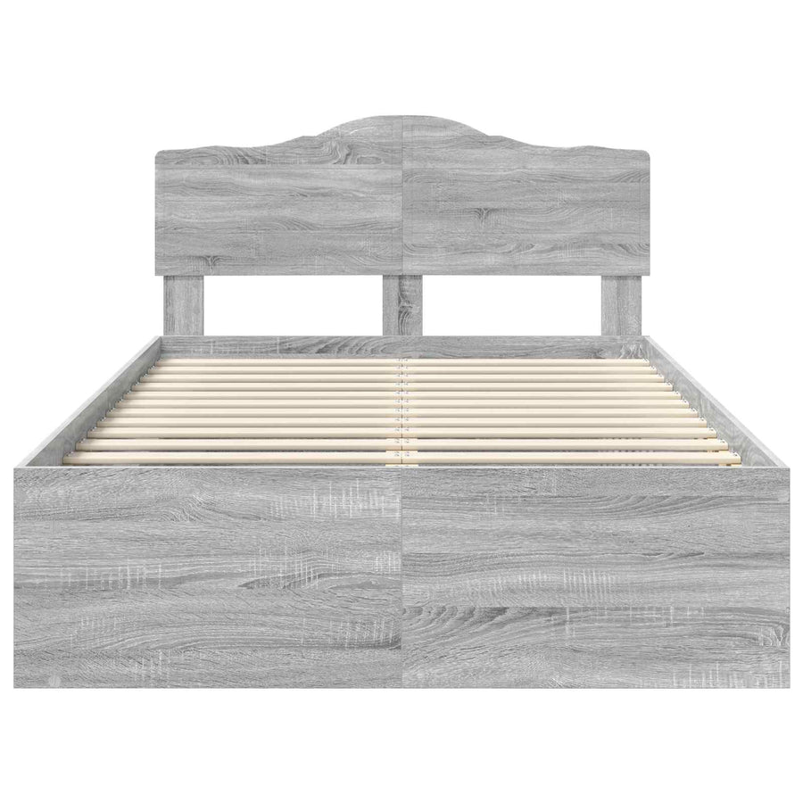 Bedframe Grijs Sonoma 135 x 190 cm Massief grenenhout