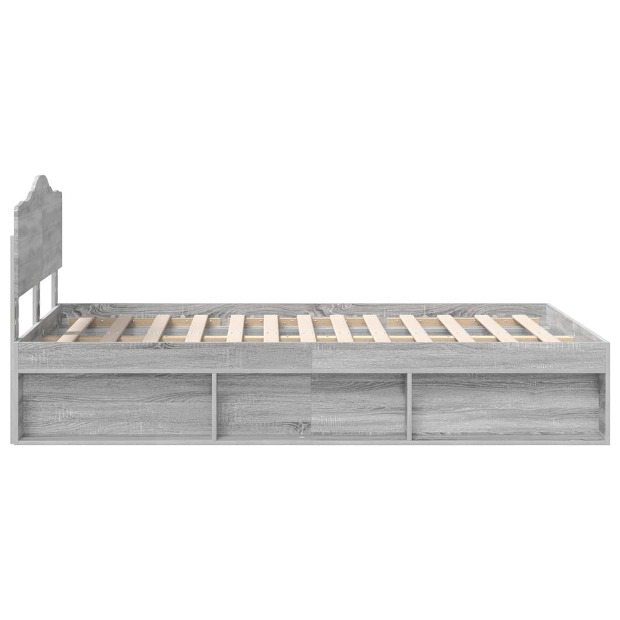 Bedframe Grijs Sonoma 135 x 190 cm Massief grenenhout