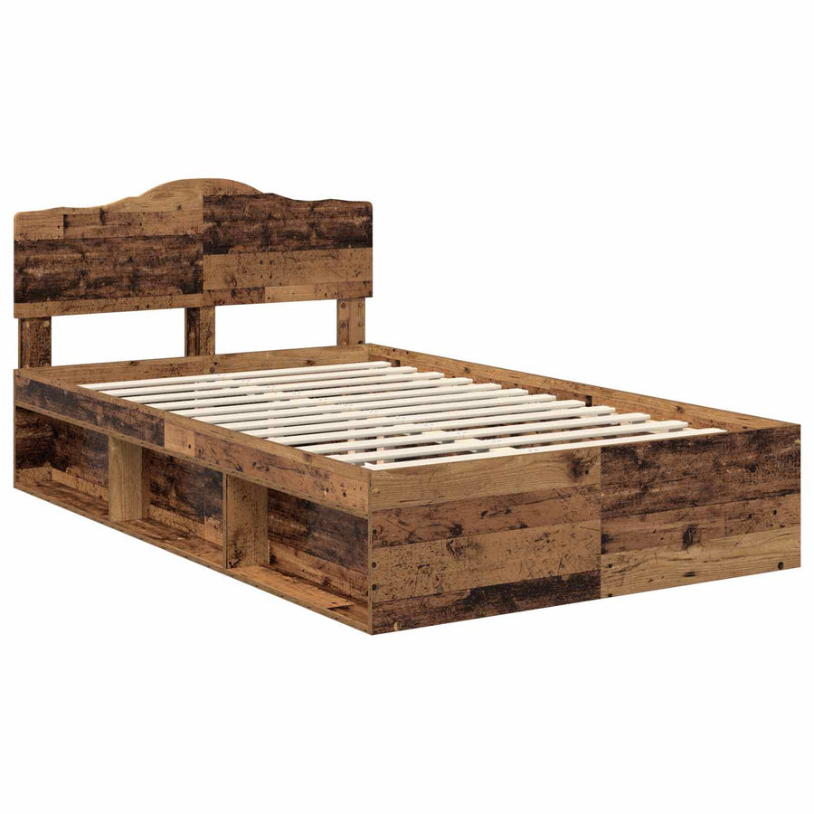 Bedframe met hoofdeinde Oudhout 135 x 190 cm Massief grenenhout