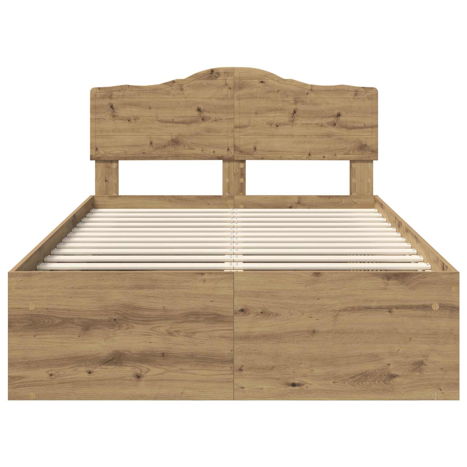 Bedframe Ambachtelijk eiken 135 x 190 cm Massief grenenhout