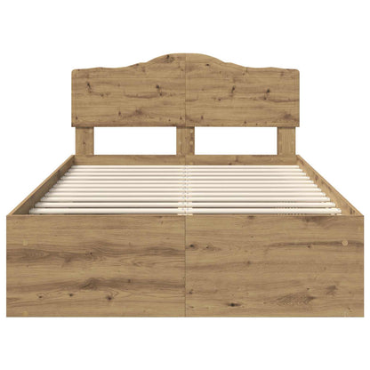 Bedframe Ambachtelijk eiken 135 x 190 cm Massief grenenhout