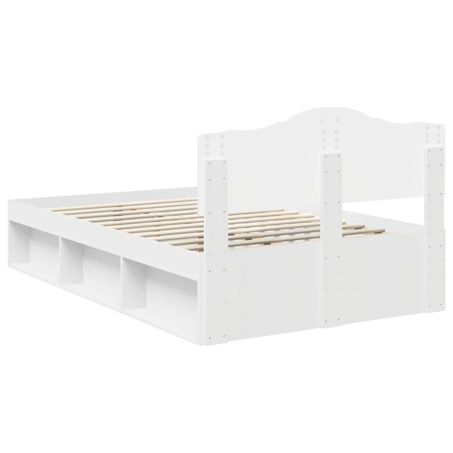 Bedframe met hoofdeinde Wit 120 x 200 cm Massief grenenhout