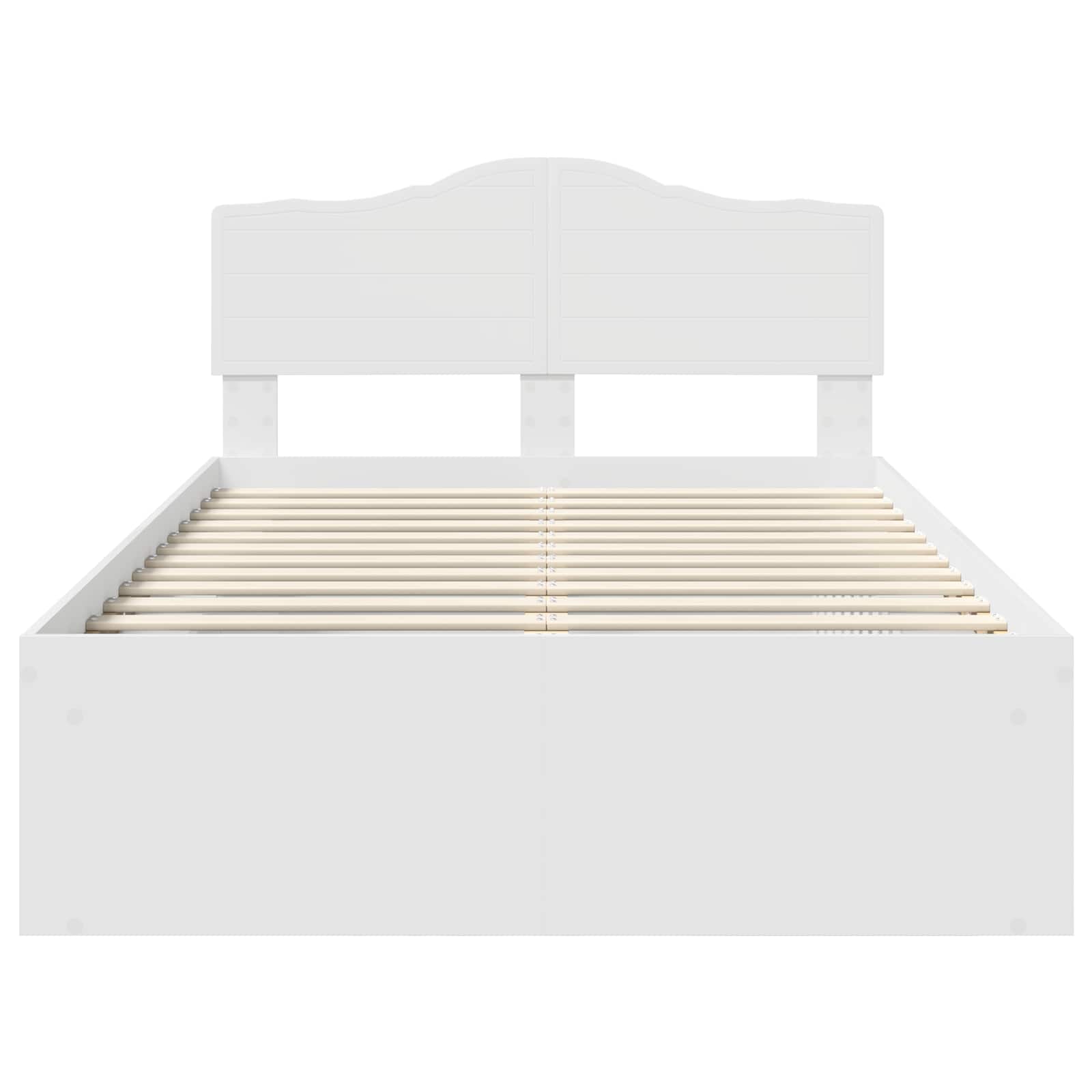 Bedframe met hoofdeinde Wit 120 x 200 cm Massief grenenhout