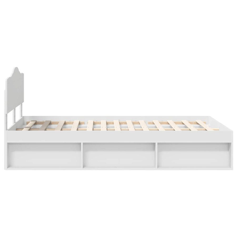 Bedframe met hoofdeinde Wit 120 x 200 cm Massief grenenhout