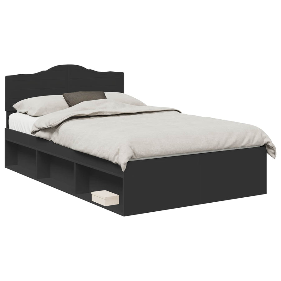Bedframe met hoofdeinde Zwart 120 x 200 cm Massief grenenhout