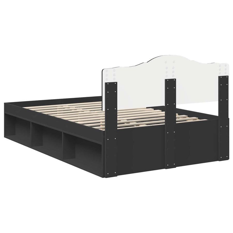 Bedframe met hoofdeinde Zwart 120 x 200 cm Massief grenenhout