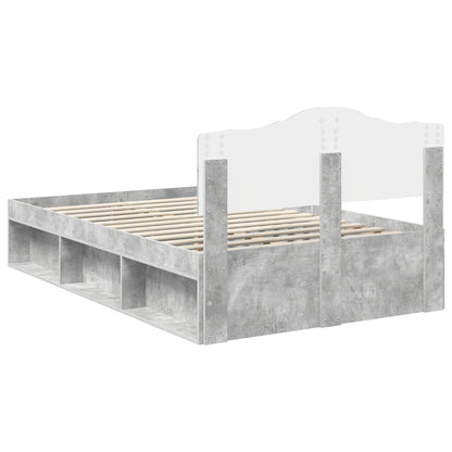 Bedframe met hoofdeinde Beton 120 x 200 cm Massief grenenhout