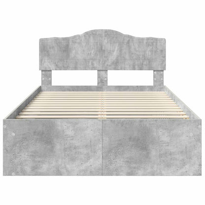 Bedframe met hoofdeinde Beton 120 x 200 cm Massief grenenhout