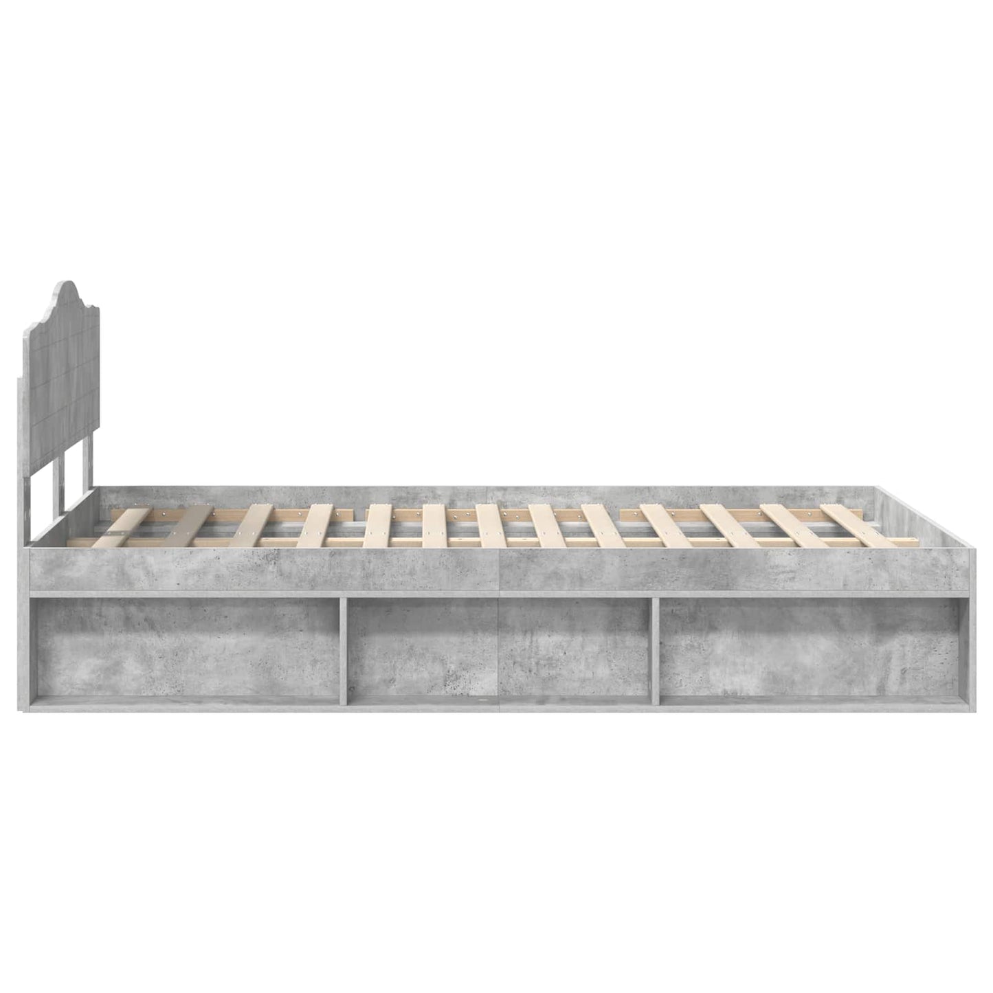 Bedframe met hoofdeinde Beton 120 x 200 cm Massief grenenhout