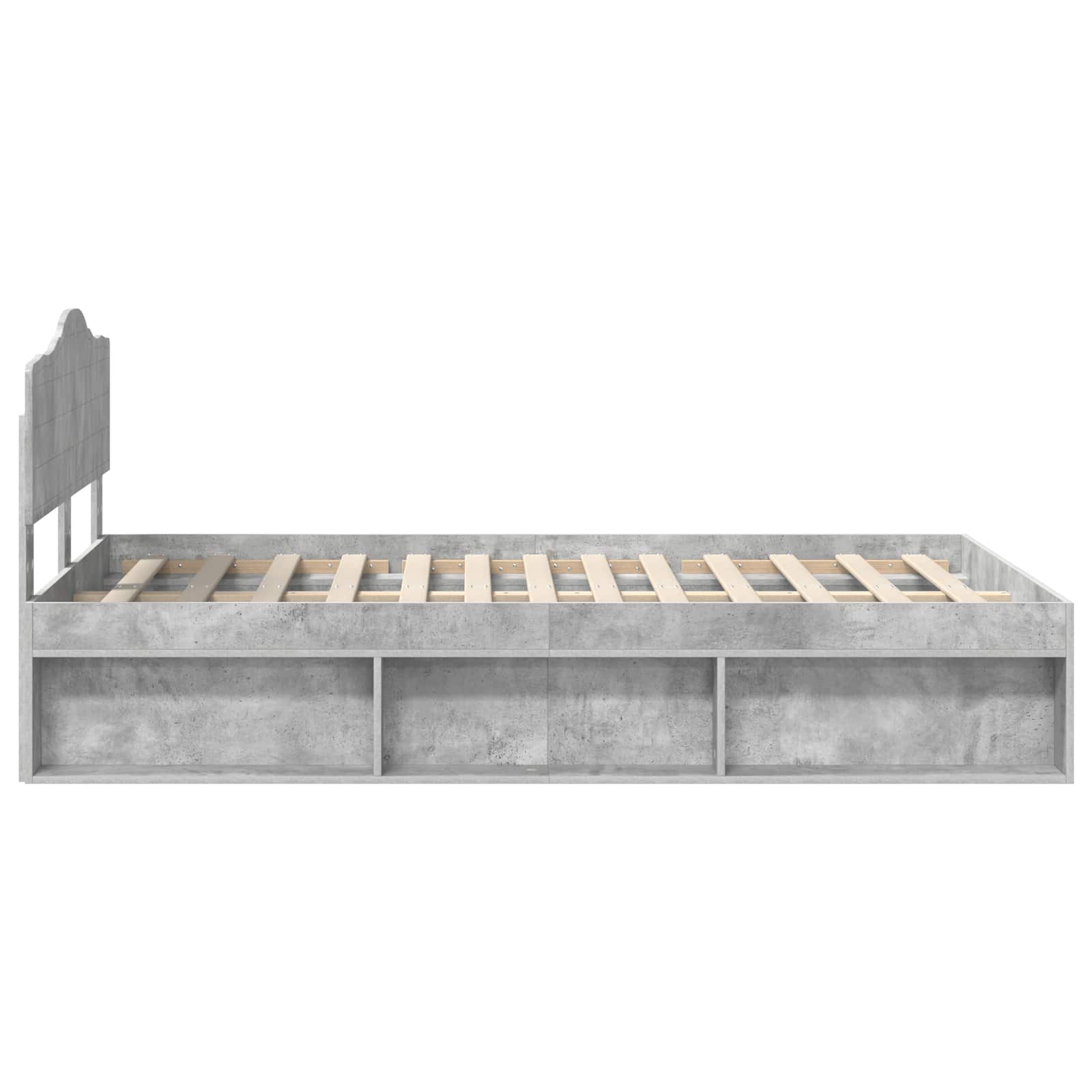 Bedframe met hoofdeinde Beton 120 x 200 cm Massief grenenhout