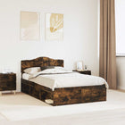 Bedframe 120x200 cm gerookt eiken massief grenenhout