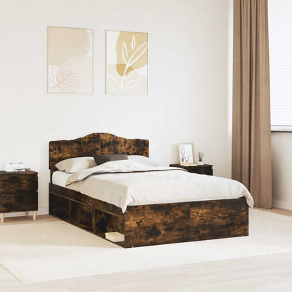 Bedframe Gerookt eiken 120 x 200 cm Massief grenenhout