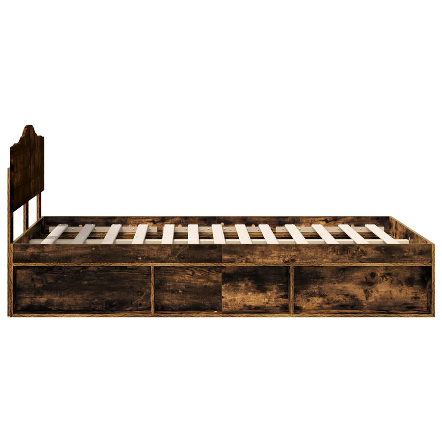 Bedframe Gerookt eiken 120 x 200 cm Massief grenenhout