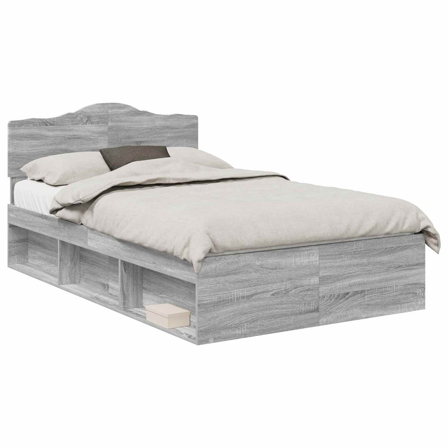Bedframe Grijs Sonoma 120 x 200 cm Massief grenenhout
