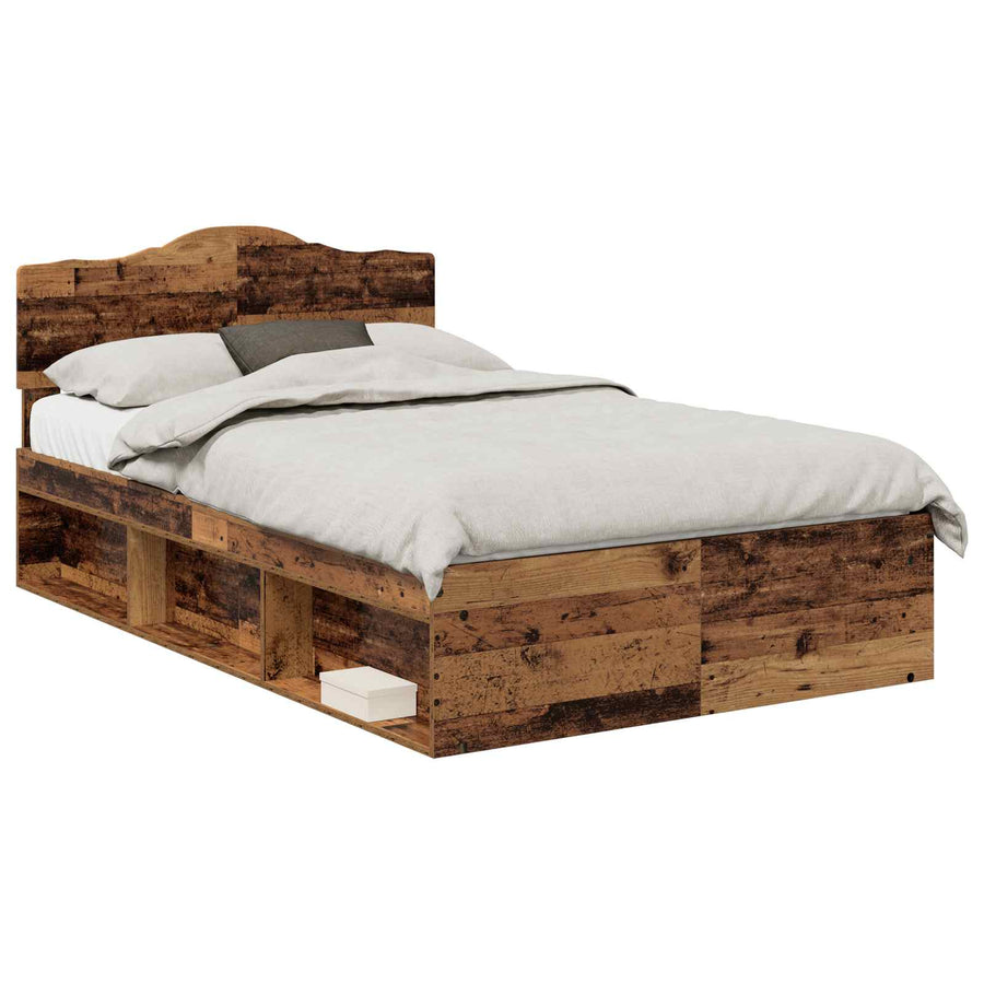 Bedframe met hoofdeinde Oudhout 120 x 200 cm Massief grenenhout